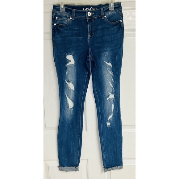Inc Denim International Concepts Siz 2 Raw Frayed-Hem Skinny Leg Reg Fit Jeans - Picture 2 of 9